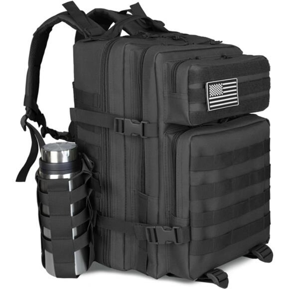 45L Tactical Backpack Molle Military Hiking Camping Bug Out Bag Black Large - Picture 1 of 7